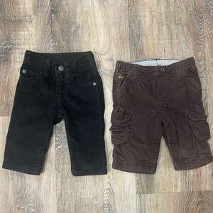 GAP Baby Black and Brown Corduroy Pants 3-6 months, lot of 2